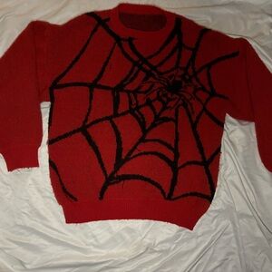 ROMWE Goth Spider Web Knitted Sweater With Long Sleeves